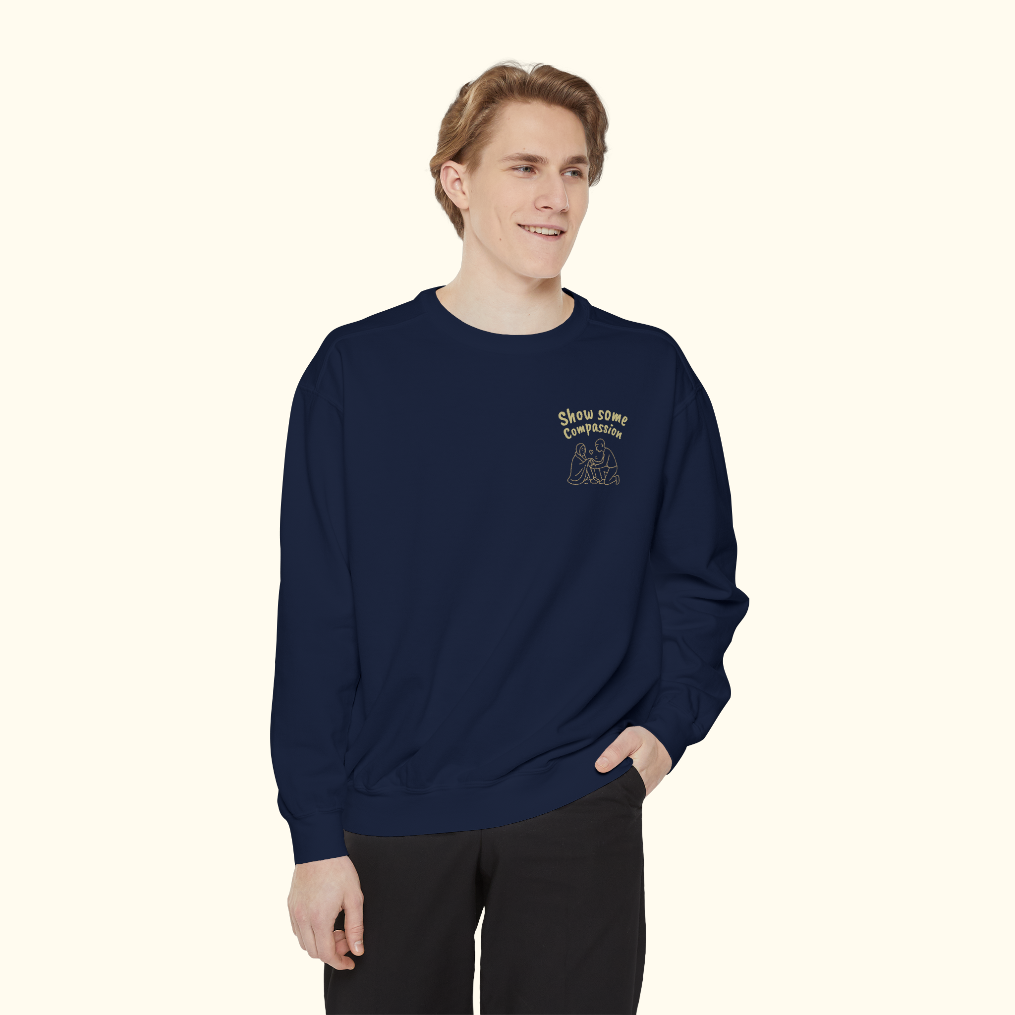 Compassion Is An Action Graphic Sweatshirt — Message Sweatshirt