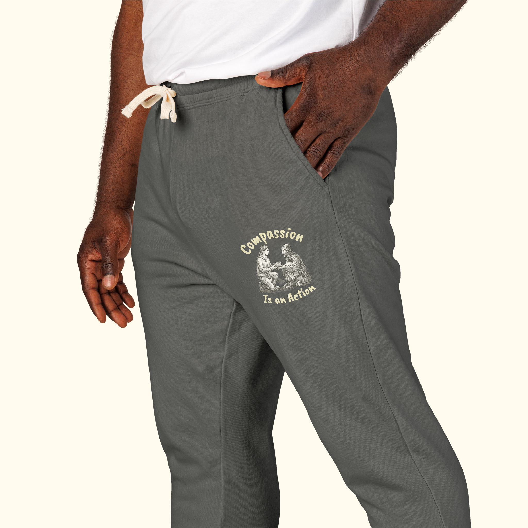 Compassion Is An Action Graphic Sweatpants — Message Sweatpants